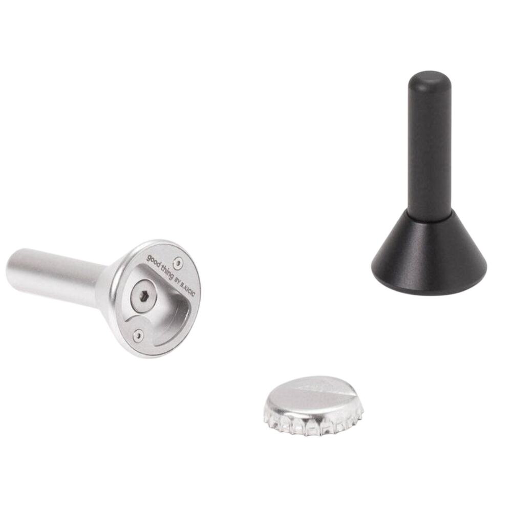 Good Things Stand Up Bottle Opener Solid Aluminum Sleek Compact 2.5" Black